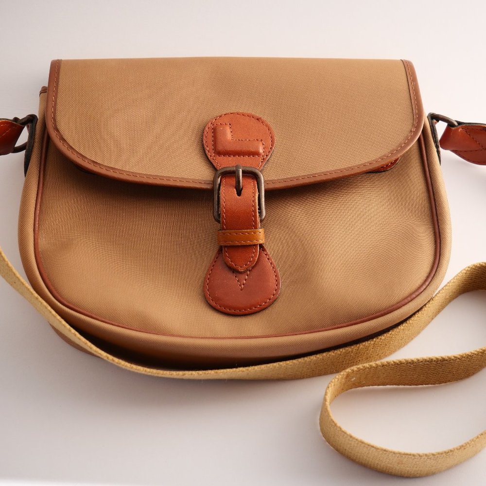 Vintage Lancel Canvas Crossbody Bag with Leather Trim